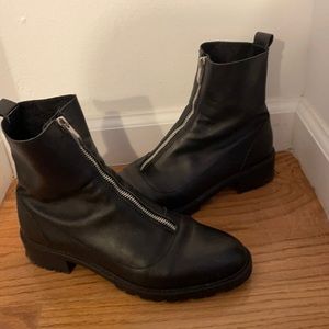 Zara Front Zip Black Moro Boot Size 39